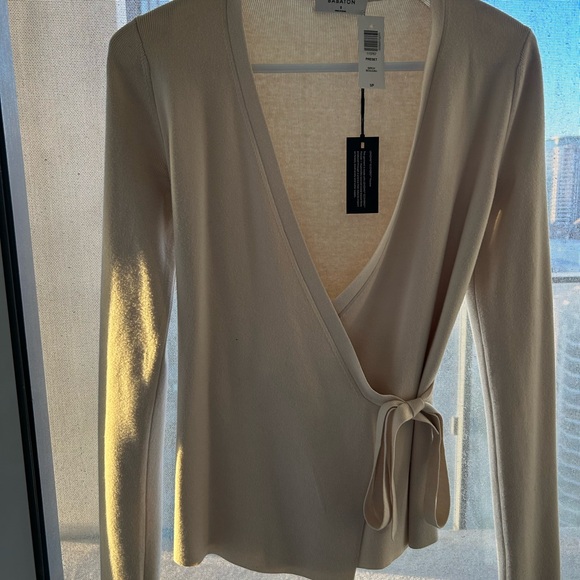 Babaton Tops - Elegant Cream Wrap Top